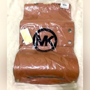 NWT Michael Kors Selma Reversible Swap Cover Leather Monogram Brown Orange